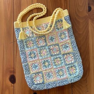 NEW! Handcrafted Crochet 100% Cotton Reversible Tote Bag - Multicolored